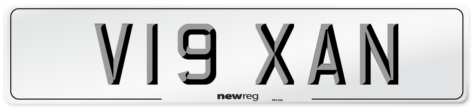 V19 XAN Number Plate from New Reg